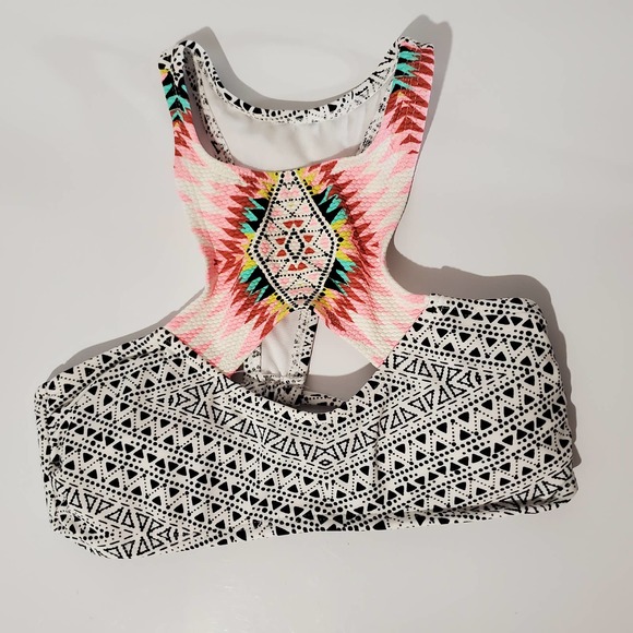 Xhilaration Aztec Geometric Multicolor Textured Halter Bikini Top Women's Size S - Picture 1 of 7
